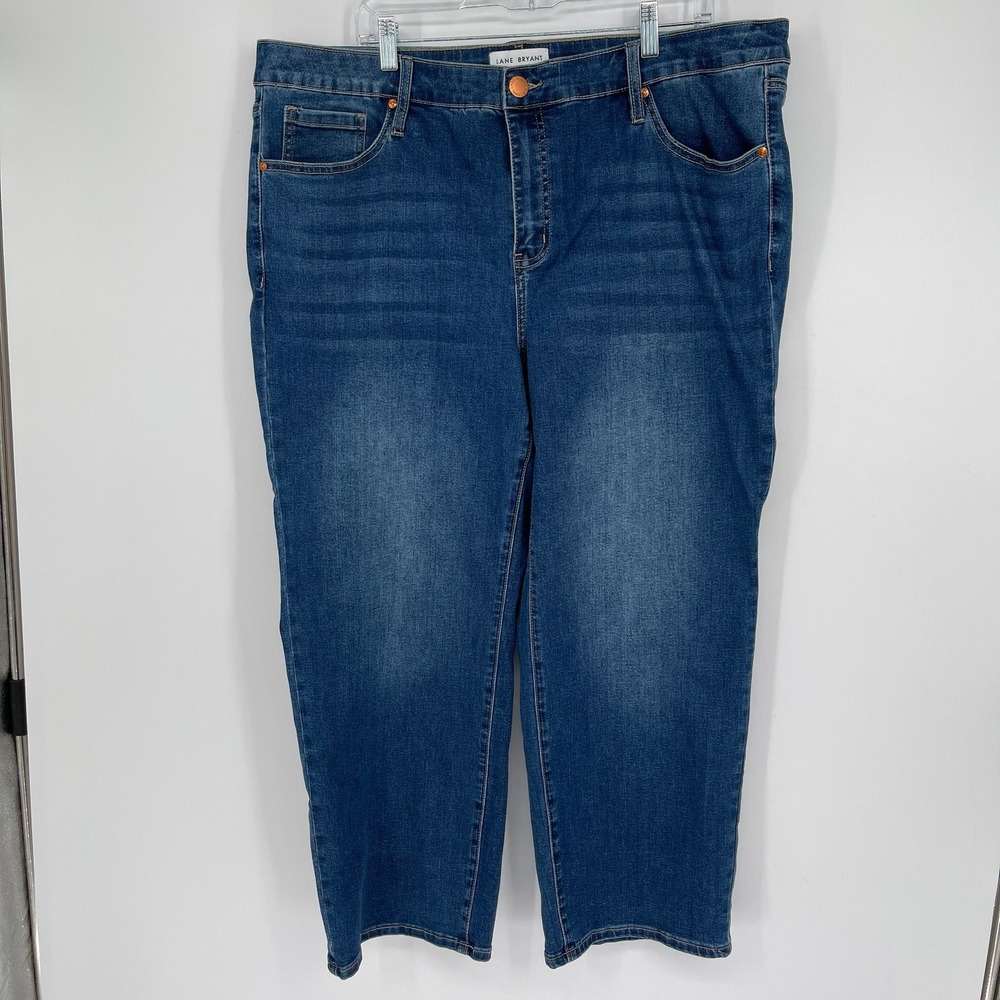 Lane Bryant Women's Blue Mid Rise Straight Leg Denim Jeans Size 24P